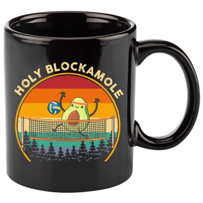 Holy Blockamole Funny Vintage Volleyball Block Avocado 11oz C Handle Ceramic Mug