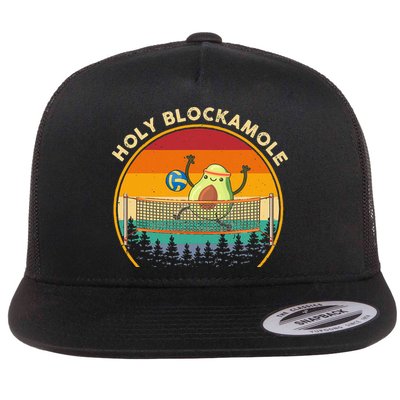 Holy Blockamole Funny Vintage Volleyball Block Avocado Flatbill Hat