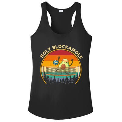 Holy Blockamole Funny Vintage Volleyball Block Avocado Ladies PosiCharge Competitor Racerback Tank