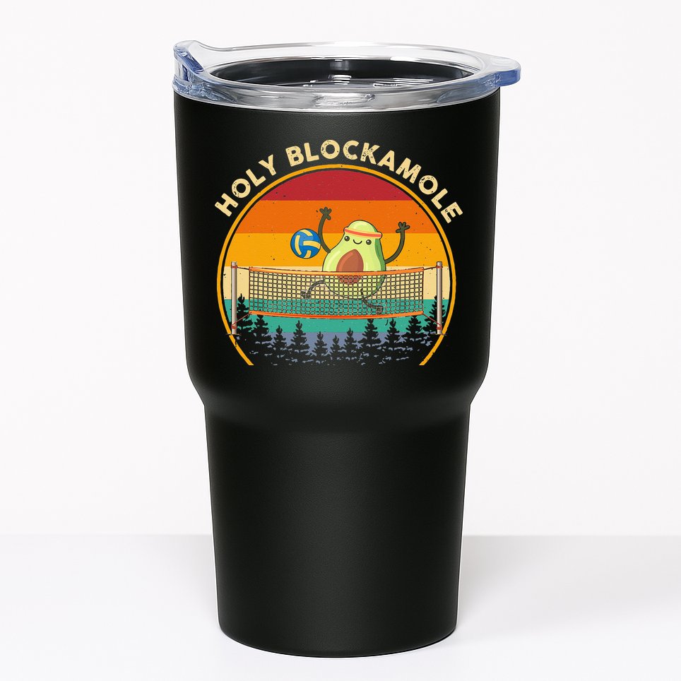 Holy Blockamole Funny Vintage Volleyball Block Avocado Tumbler