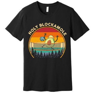Holy Blockamole Funny Vintage Volleyball Block Avocado Premium T-Shirt