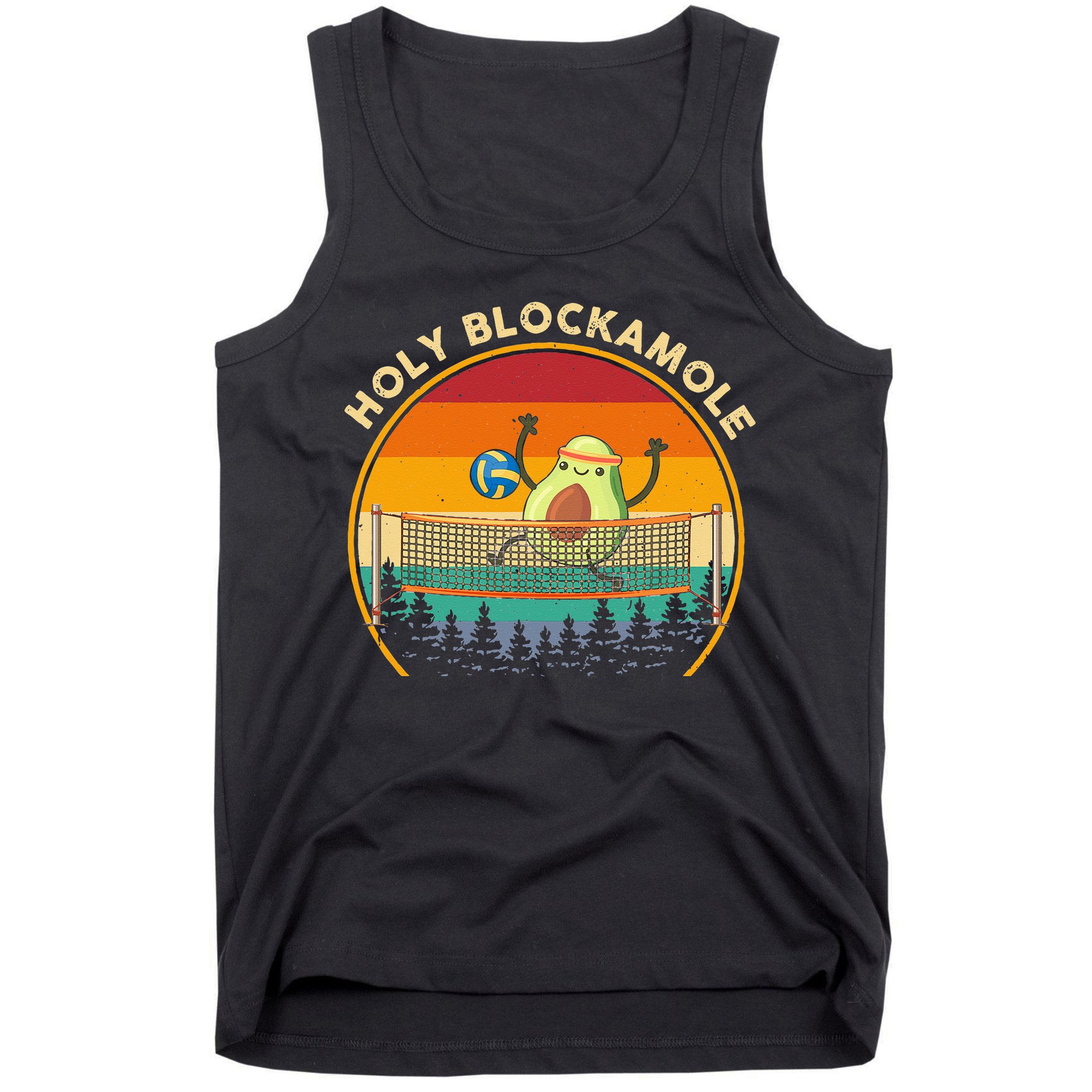 Holy Blockamole Funny Vintage Volleyball Block Avocado Tank Top