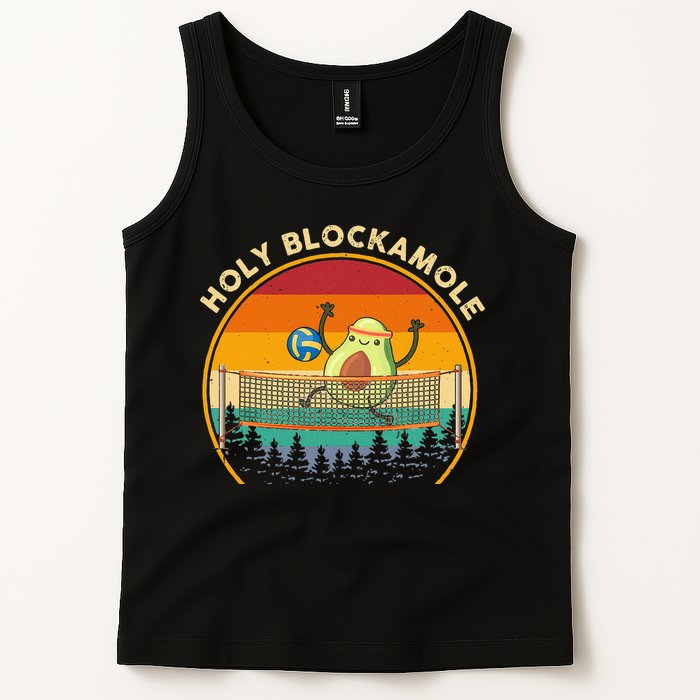 Holy Blockamole Funny Vintage Volleyball Block Avocado Tank Top