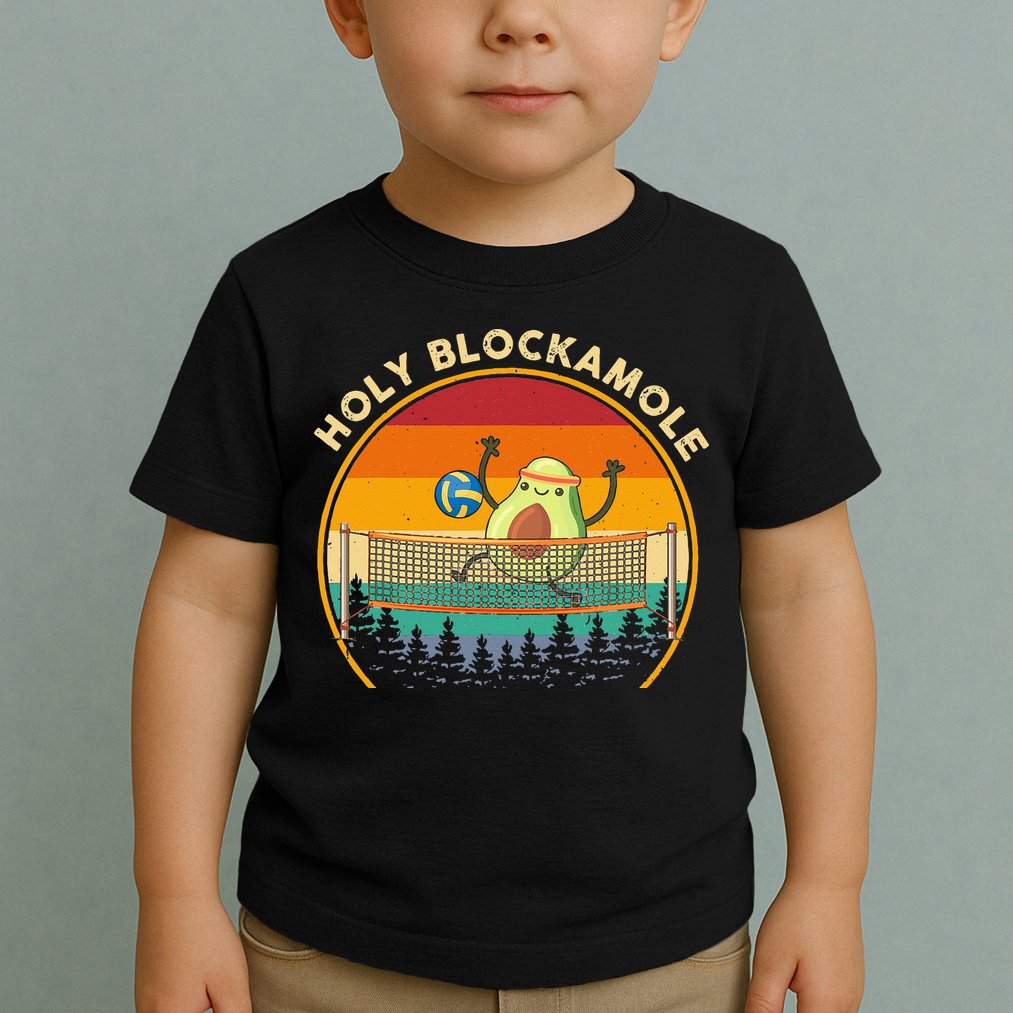 Holy Blockamole Funny Vintage Volleyball Block Avocado Toddler T-Shirt