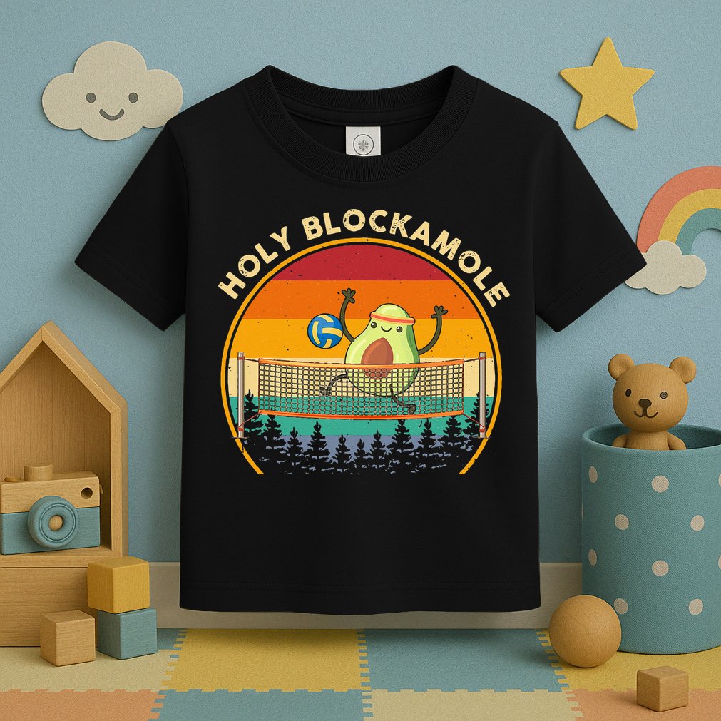 Holy Blockamole Funny Vintage Volleyball Block Avocado Toddler T-Shirt