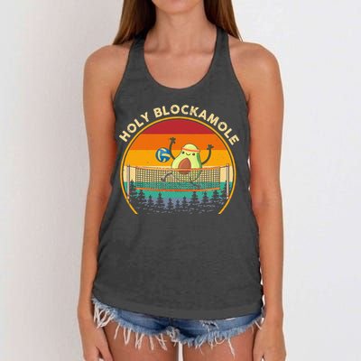 Holy Blockamole Funny Vintage Volleyball Block Avocado Women's Knotted Racerback Tank