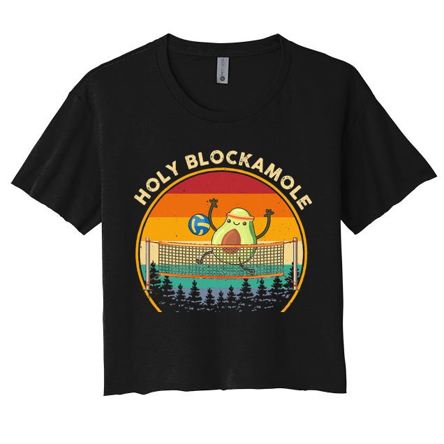 Holy Blockamole Funny Vintage Volleyball Block Avocado Crop Top