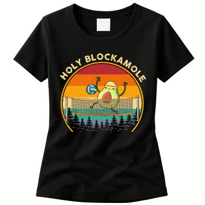 Holy Blockamole Funny Vintage Volleyball Block Avocado Womens T-Shirt