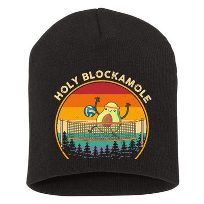 Holy Blockamole Funny Vintage Volleyball Block Avocado Short Acrylic Beanie