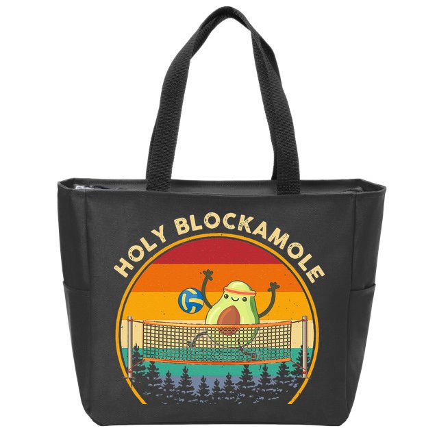 Holy Blockamole Funny Vintage Volleyball Block Avocado Zip Tote Bag