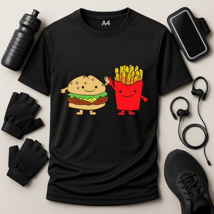 Hamburger Burger Fast Food French Fries Cooling Performance Crew T-Shirt