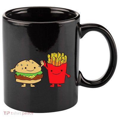 Hamburger Burger Fast Food French Fries 11oz C Handle Ceramic Mug