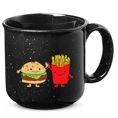Hamburger Burger Fast Food French Fries 15oz Campfire Ceramic Mug