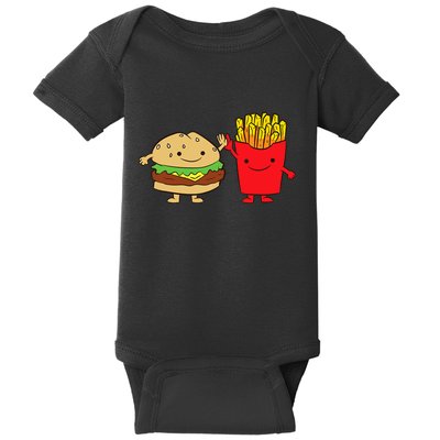 Hamburger Burger Fast Food French Fries Baby Bodysuit