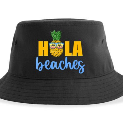 Hola Beaches Funny Beach Vacation Summer For Sustainable Bucket Hat