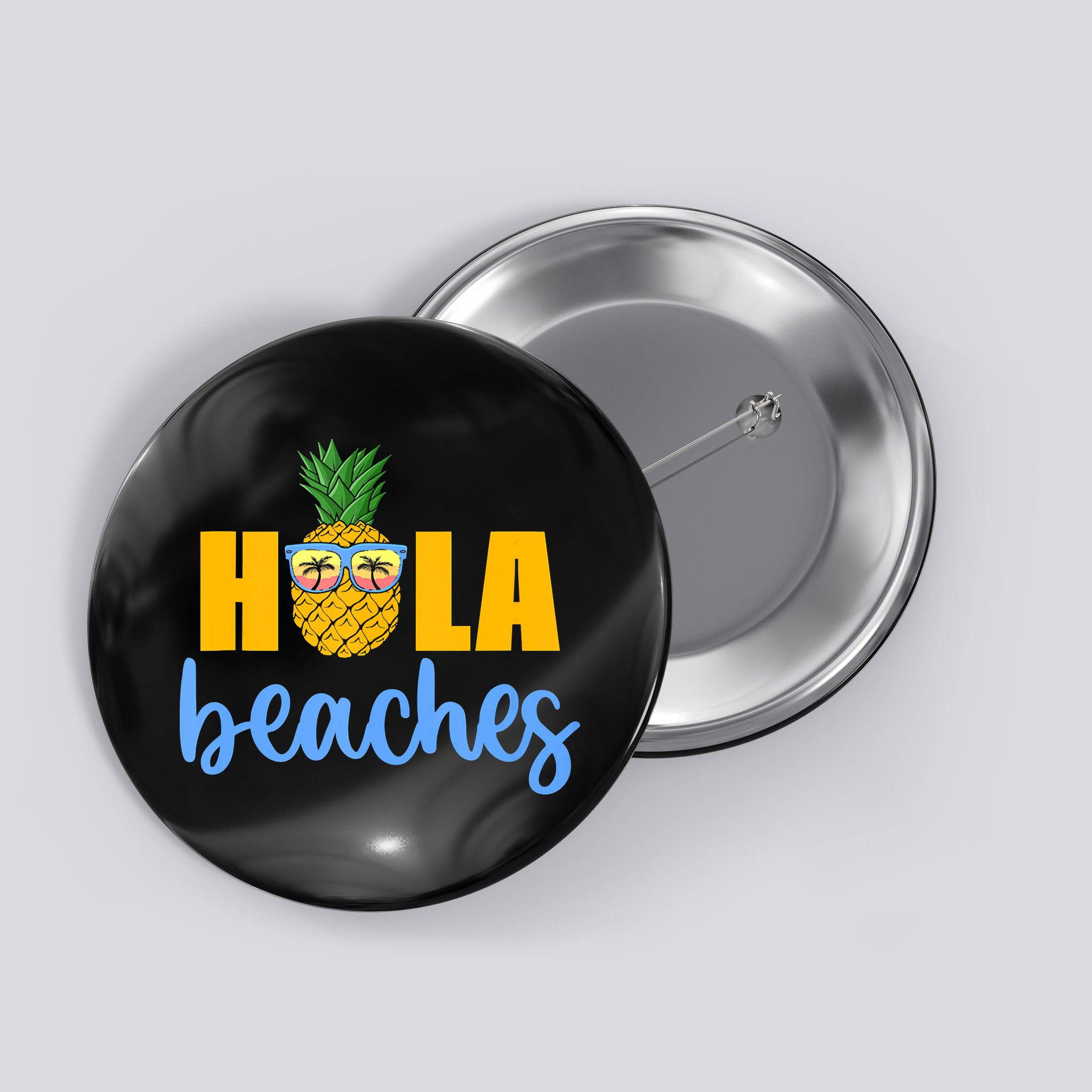 Hola Beaches Funny Beach Vacation Summer For Button