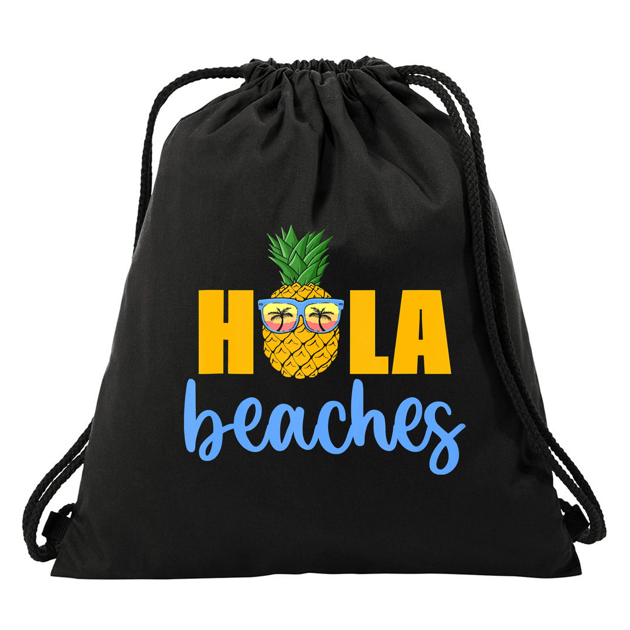 Hola Beaches Funny Beach Vacation Summer For Drawstring Bag