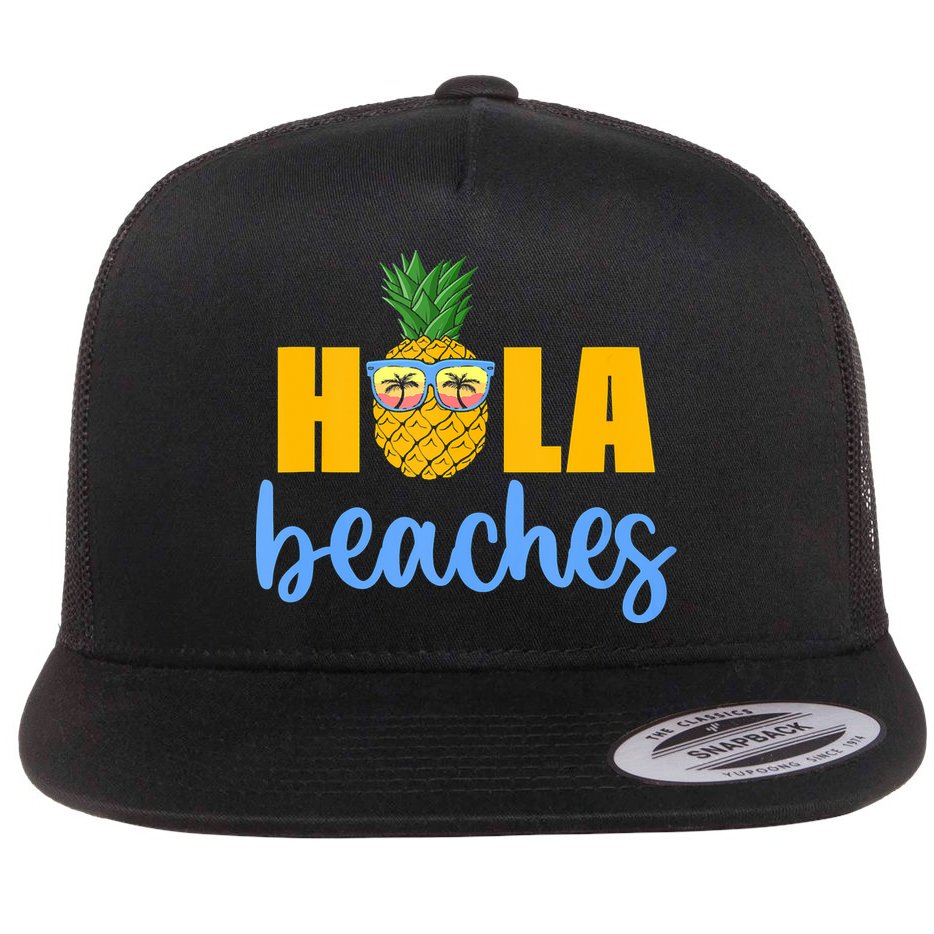 Hola Beaches Funny Beach Vacation Summer For Flat Bill Trucker Hat