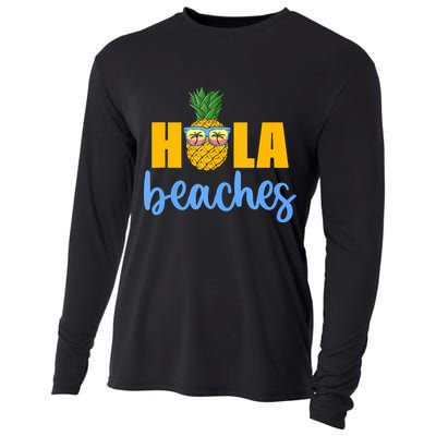 Hola Beaches Funny Beach Vacation Summer For Cooling Performance Long Sleeve Crew