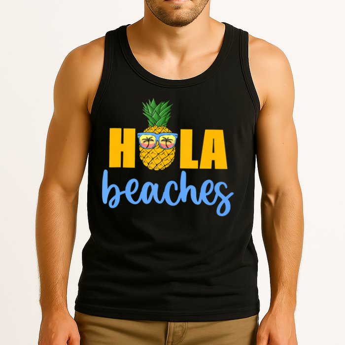 Hola Beaches Funny Beach Vacation Summer For Tank Top
