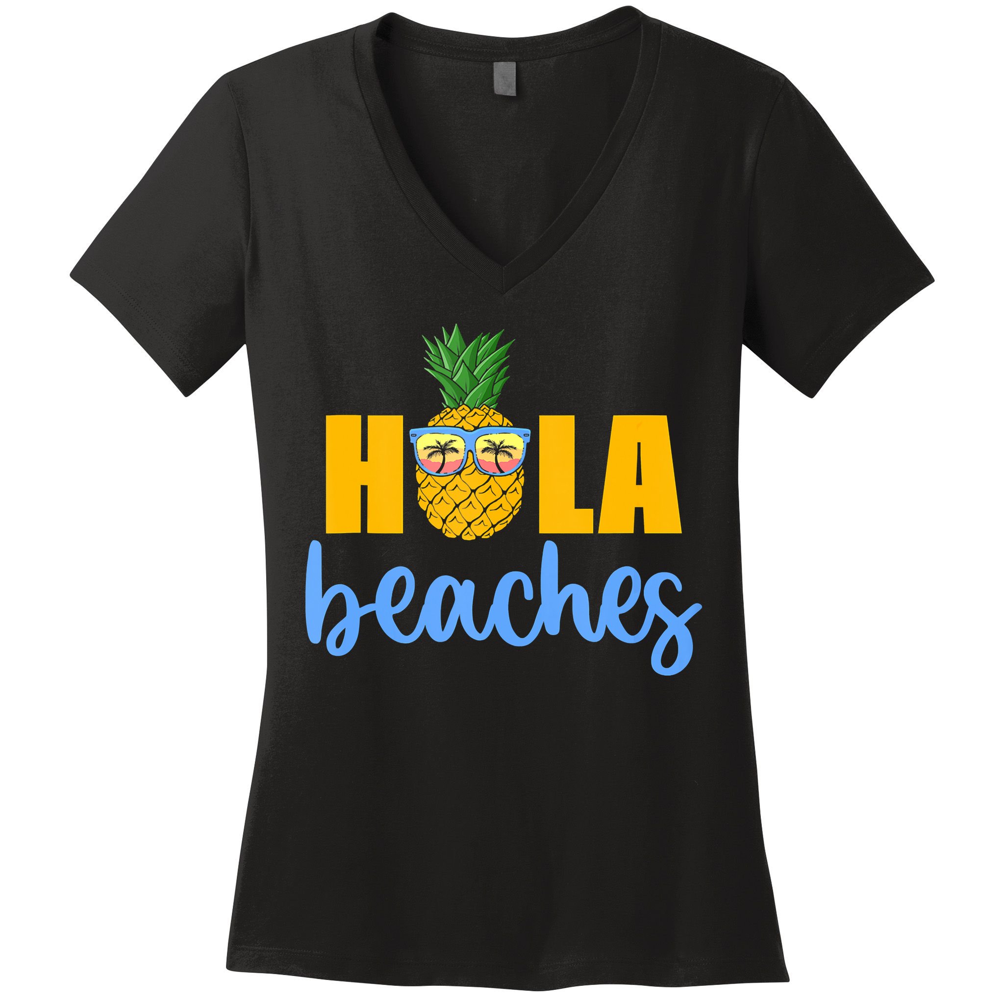 Hola Beaches Funny Beach Vacation Summer For Women's V-Neck T-Shirt