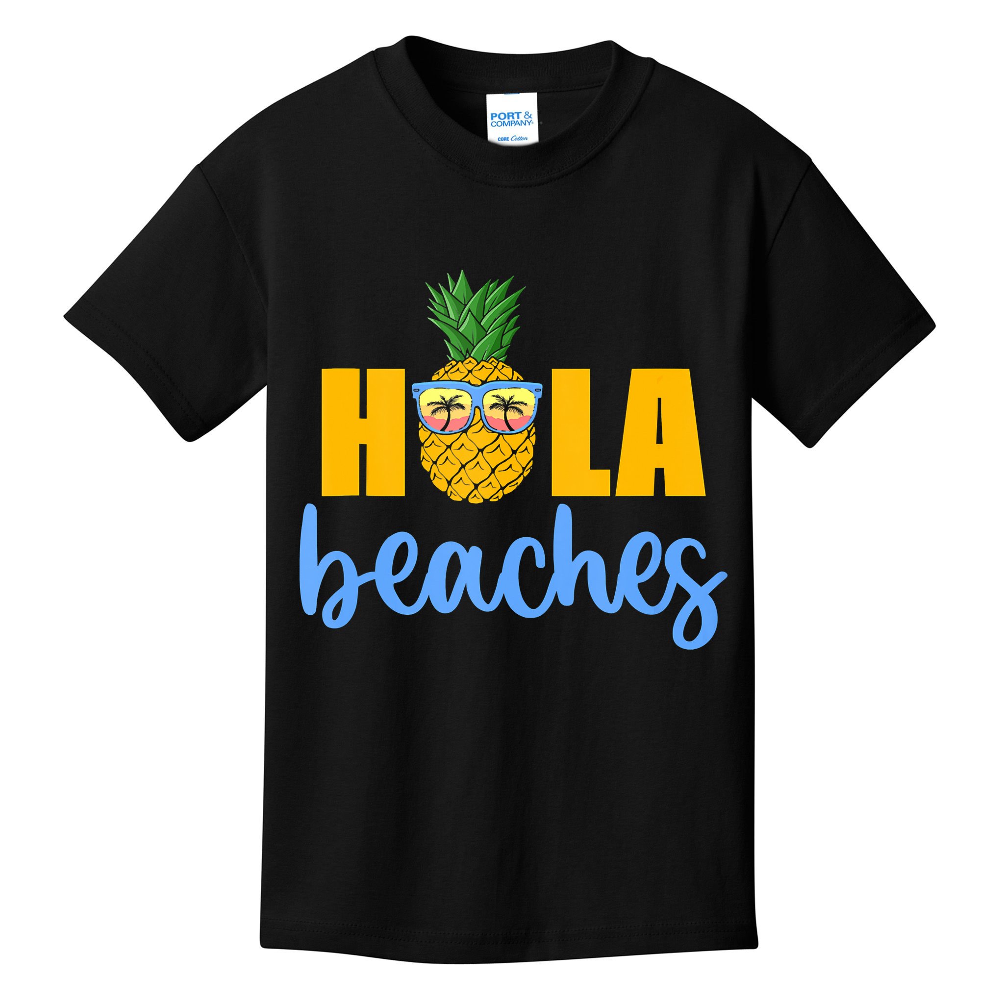 Hola Beaches Funny Beach Vacation Summer For Kids T-Shirt