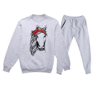 Horse Bandana for Horseback Riding Horse Lover Premium Crewneck Sweatsuit Set