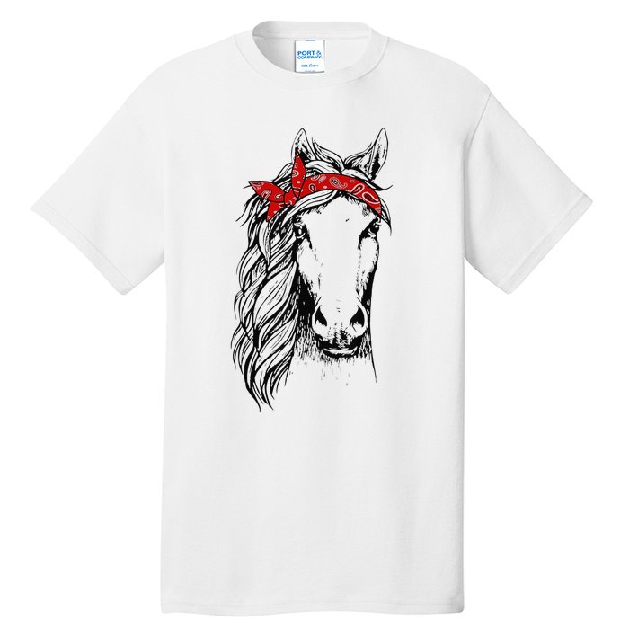 Horse Bandana for Horseback Riding Horse Lover Tall T-Shirt