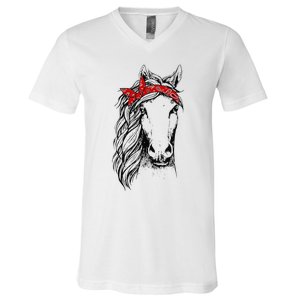 Horse Bandana for Horseback Riding Horse Lover V-Neck T-Shirt