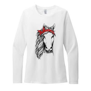 Horse Bandana for Horseback Riding Horse Lover Womens CVC Long Sleeve Shirt