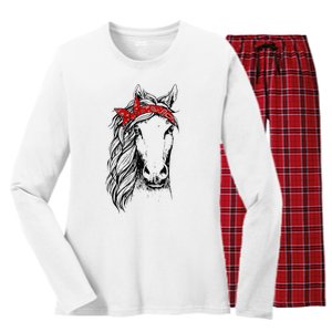 Horse Bandana for Horseback Riding Horse Lover Women's Long Sleeve Flannel Pajama Set 