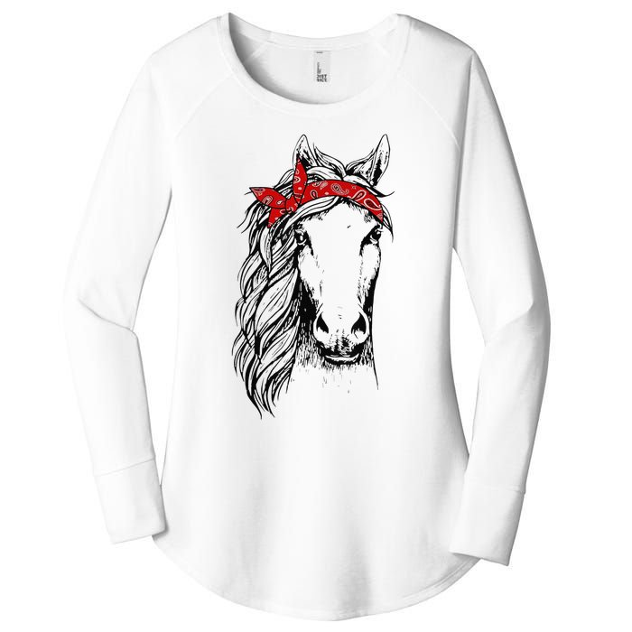 Horse Bandana for Horseback Riding Horse Lover Women's Perfect Tri Tunic Long Sleeve Shirt