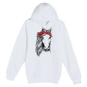 Horse Bandana for Horseback Riding Horse Lover Premium Pullover Hoodie