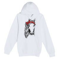 Horse Bandana for Horseback Riding Horse Lover Premium Pullover Hoodie