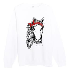 Horse Bandana for Horseback Riding Horse Lover Premium Crewneck Sweatshirt