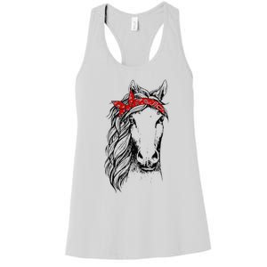 Horse Bandana for Horseback Riding Horse Lover Women's Racerback Tank