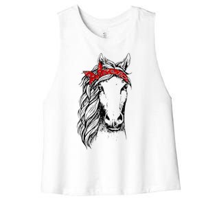 Horse Bandana for Horseback Riding Horse Lover Women's Racerback Cropped Tank