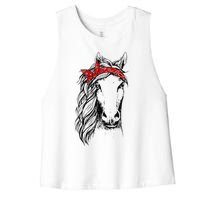 Horse Bandana for Horseback Riding Horse Lover Women's Racerback Cropped Tank