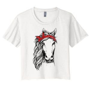 Horse Bandana for Horseback Riding Horse Lover Women's Crop Top Tee