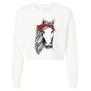 Horse Bandana for Horseback Riding Horse Lover Cropped Pullover Crew