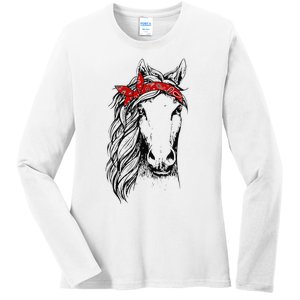 Horse Bandana for Horseback Riding Horse Lover Ladies Long Sleeve Shirt