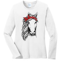 Horse Bandana for Horseback Riding Horse Lover Ladies Long Sleeve Shirt