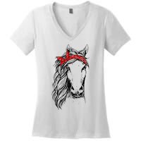 Horse Bandana for Horseback Riding Horse Lover Women's V-Neck T-Shirt