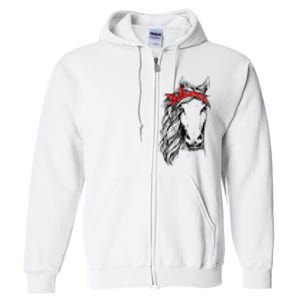 Horse Bandana for Horseback Riding Horse Lover Full Zip Hoodie