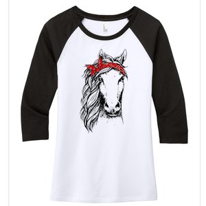 Horse Bandana for Horseback Riding Horse Lover Women's Tri-Blend 3/4-Sleeve Raglan Shirt