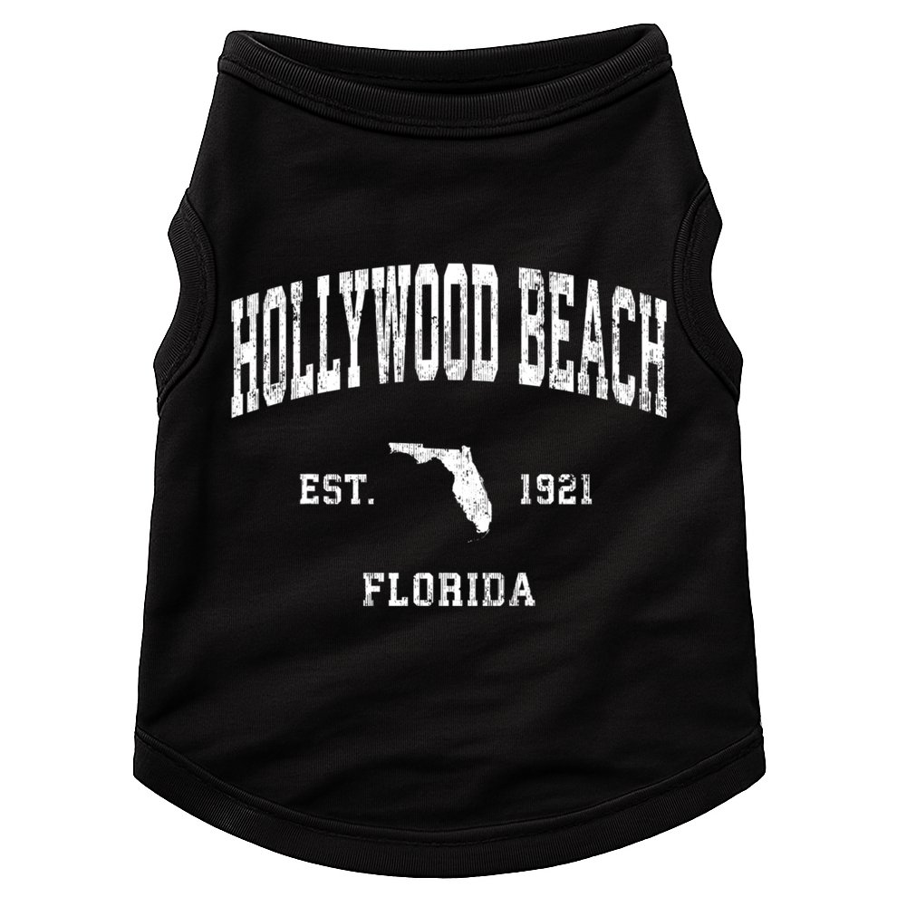 Hollywood Beach Florida Fl Vintage Athletic Sports Doggie Tank