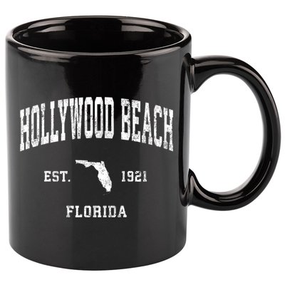 Hollywood Beach Florida Fl Vintage Athletic Sports 11oz C Handle Ceramic Mug