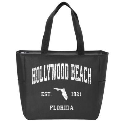 Hollywood Beach Florida Fl Vintage Athletic Sports Zip Tote Bag