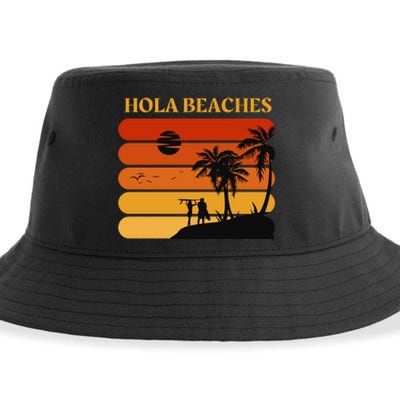 Hola Beaches Funny Beach Vacation Sustainable Bucket Hat