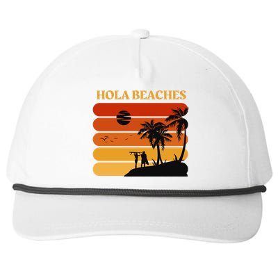 Hola Beaches Funny Beach Vacation Snapback Five-Panel Rope Hat